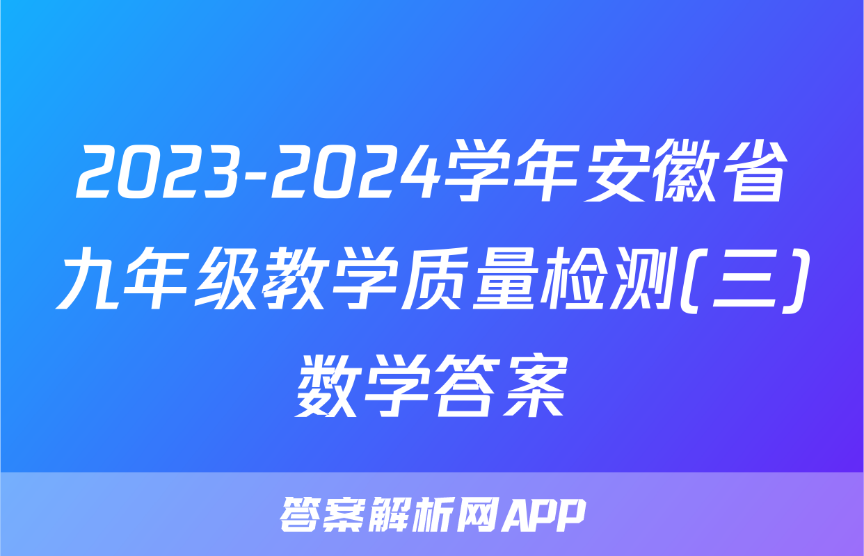 2023-2024学年安徽省九年级教学质量检测(三)数学答案
