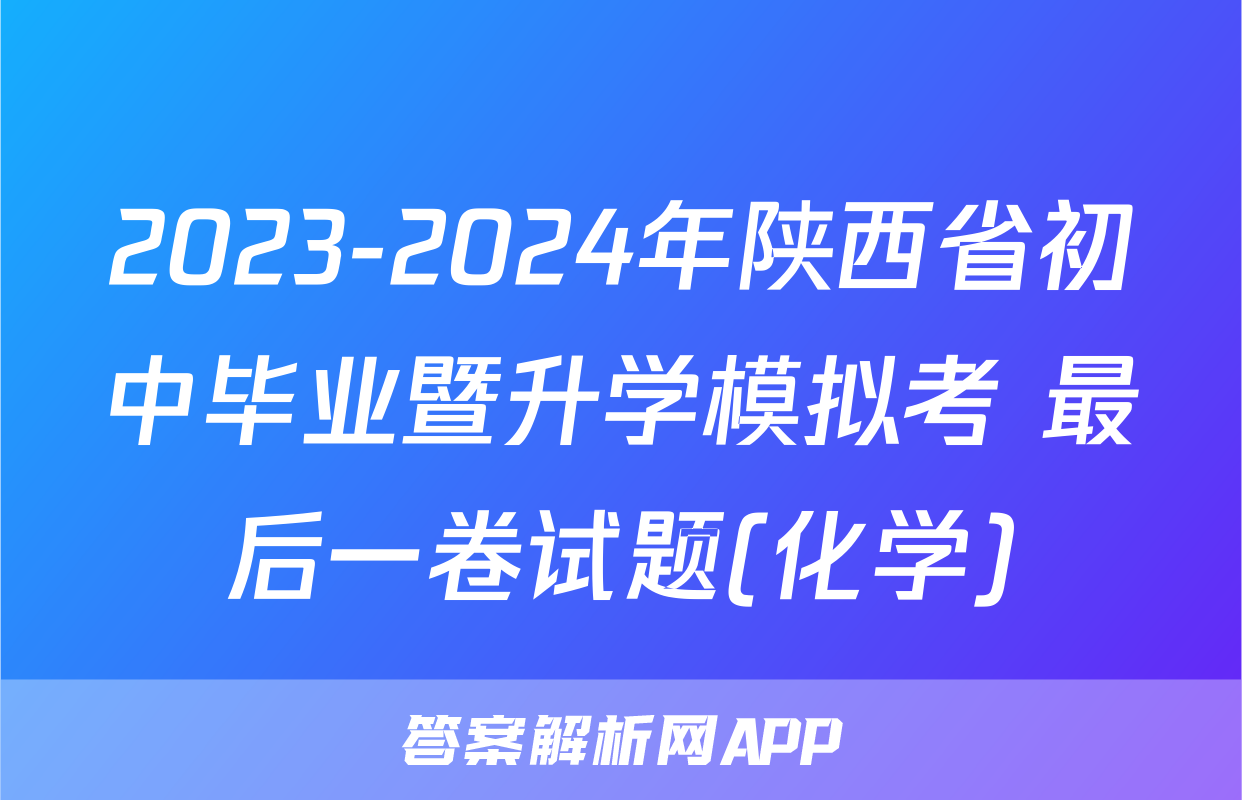 2023-2024年陕西省初中毕业暨升学模拟考 最后一卷试题(化学)