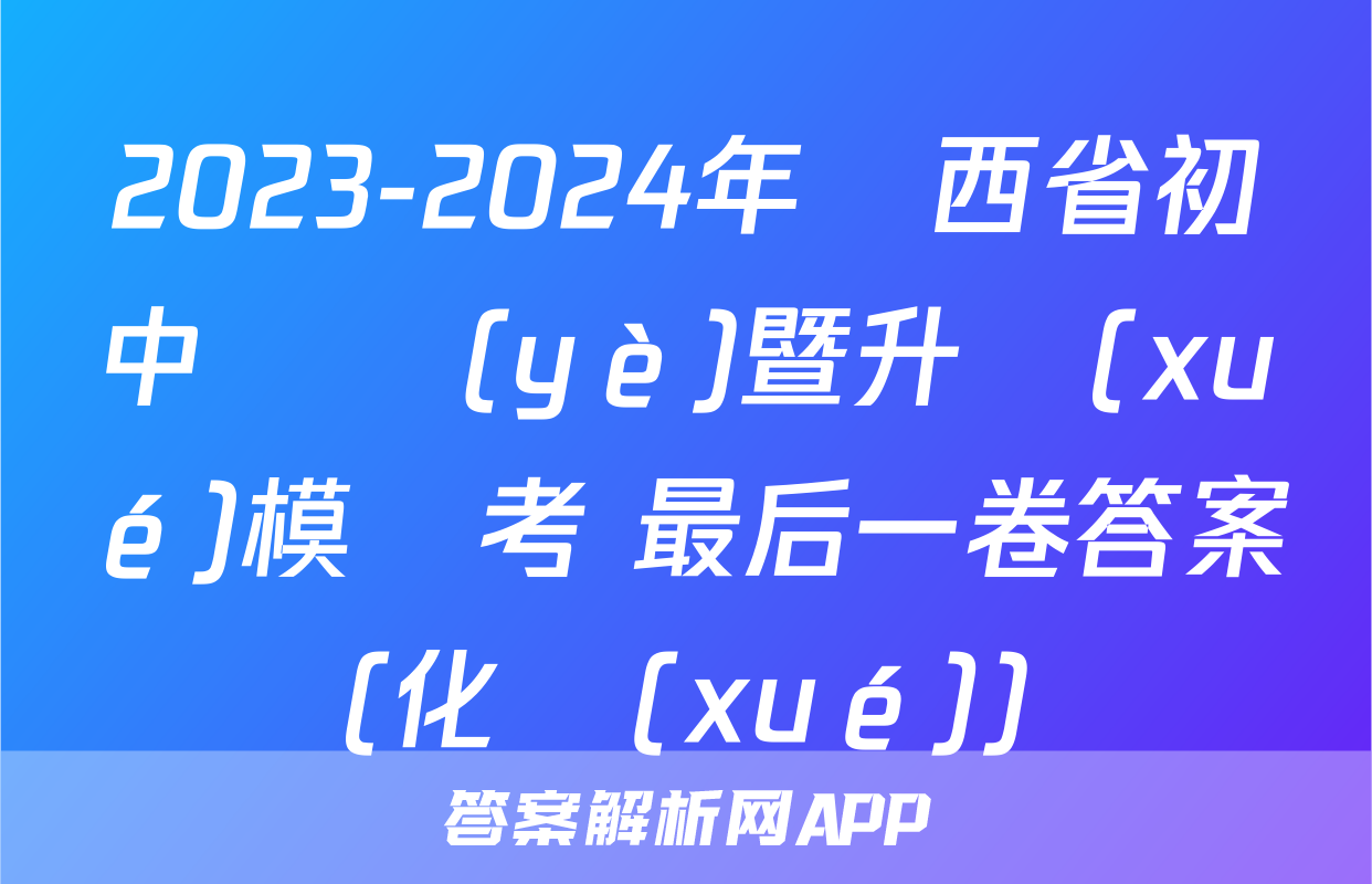 2023-2024年陜西省初中畢業(yè)暨升學(xué)模擬考 最后一卷答案(化學(xué))