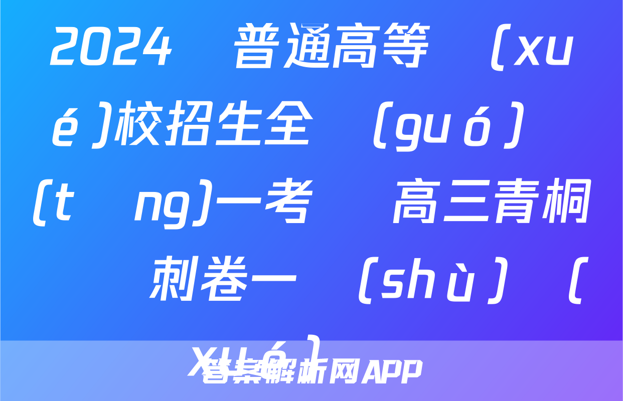2024屆普通高等學(xué)校招生全國(guó)統(tǒng)一考試 高三青桐鳴沖刺卷一數(shù)學(xué)試題