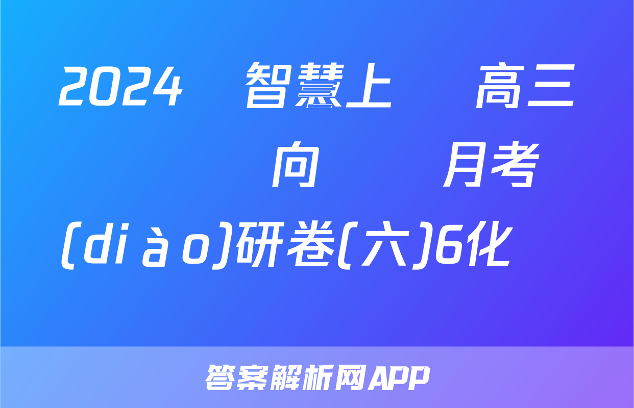 2024屆智慧上進 高三總復習雙向達標月考調(diào)研卷(六)6化學試題