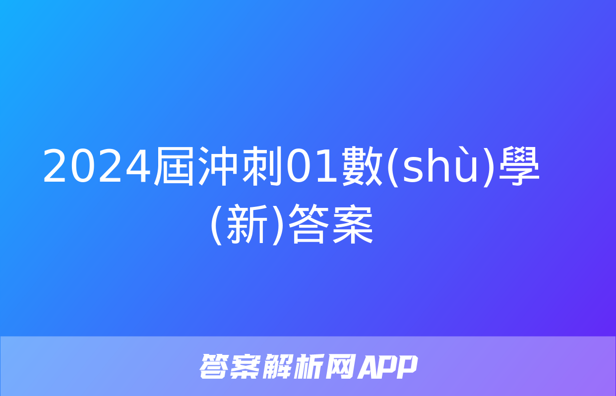 2024屆沖刺01數(shù)學(新)答案