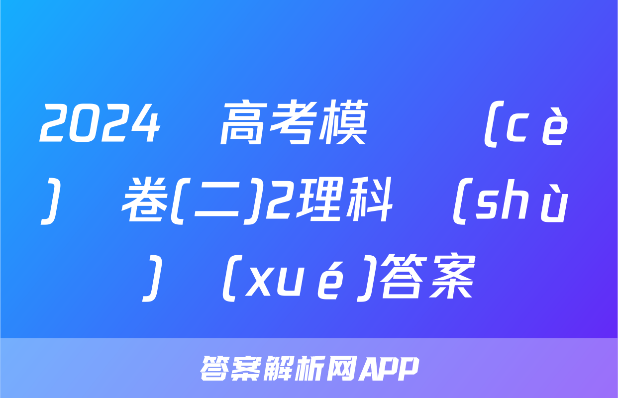 2024屆高考模擬測(cè)試卷(二)2理科數(shù)學(xué)答案