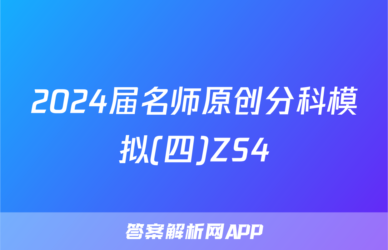 2024届名师原创分科模拟(四)ZS4&政治