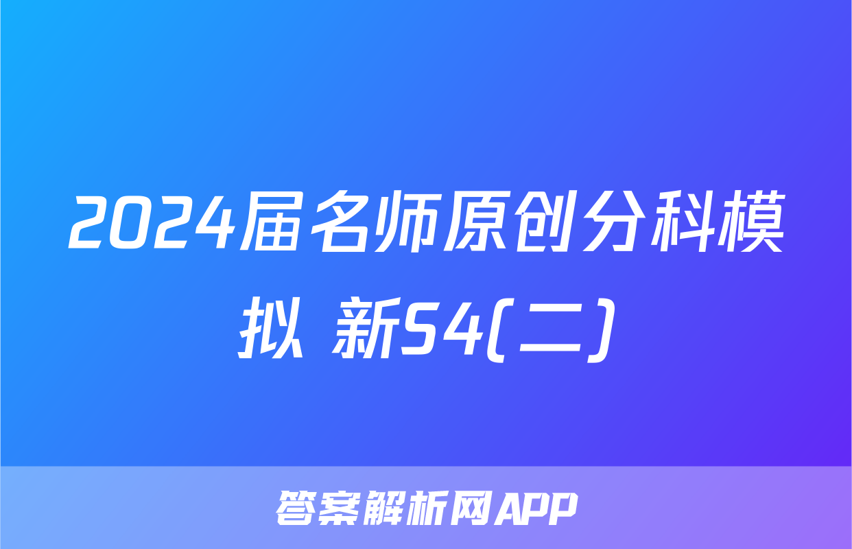 2024届名师原创分科模拟 新S4(二)&政治