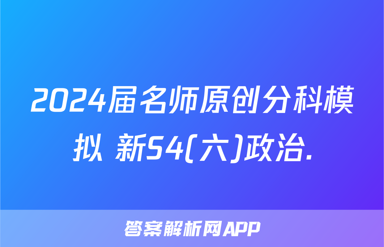 2024届名师原创分科模拟 新S4(六)政治.
