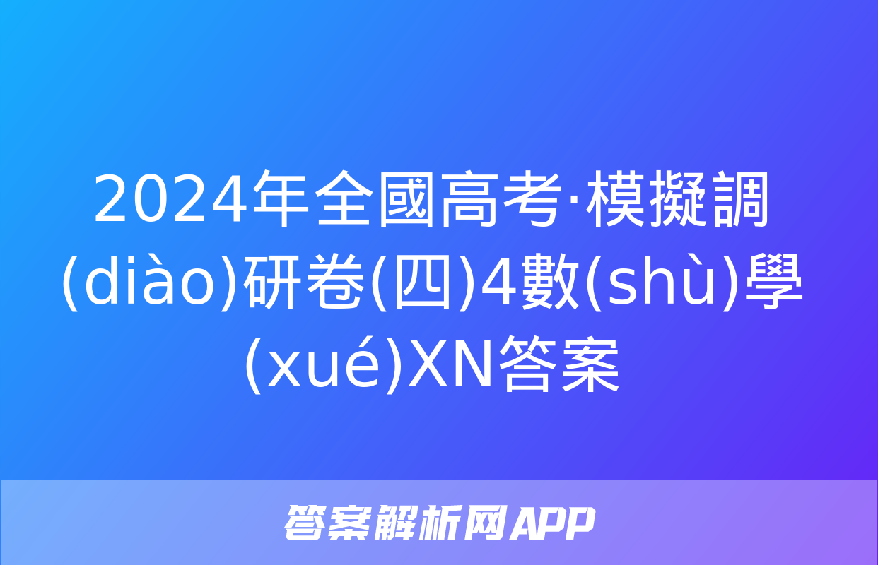 2024年全國高考·模擬調(diào)研卷(四)4數(shù)學(xué)XN答案