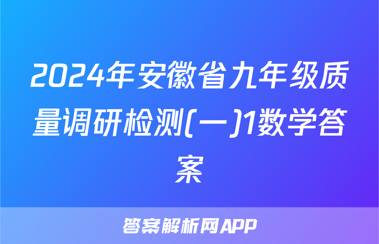 2024年安徽省九年级质量调研检测(一)1数学答案