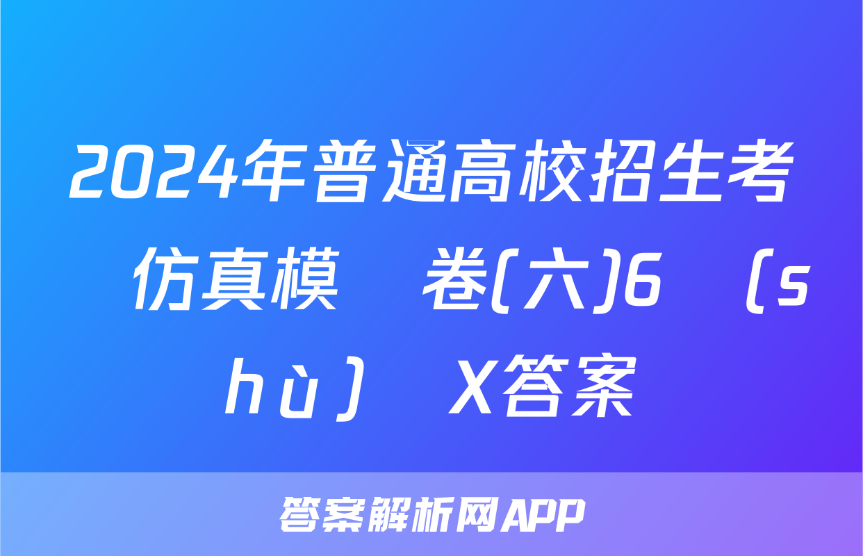 2024年普通高校招生考試仿真模擬卷(六)6數(shù)學X答案