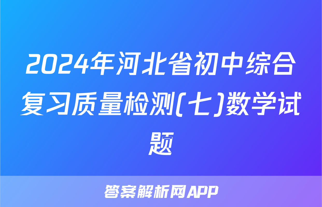 2024年河北省初中综合复习质量检测(七)数学试题