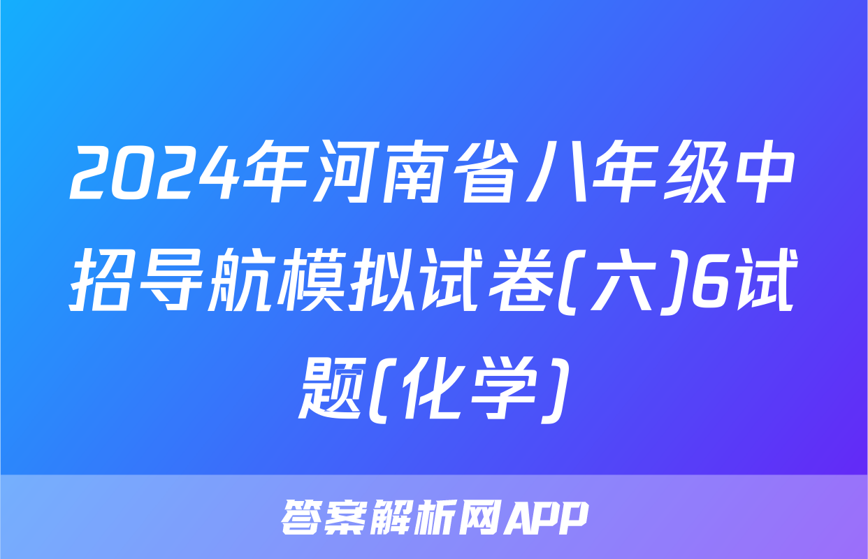 2024年河南省八年级中招导航模拟试卷(六)6试题(化学)