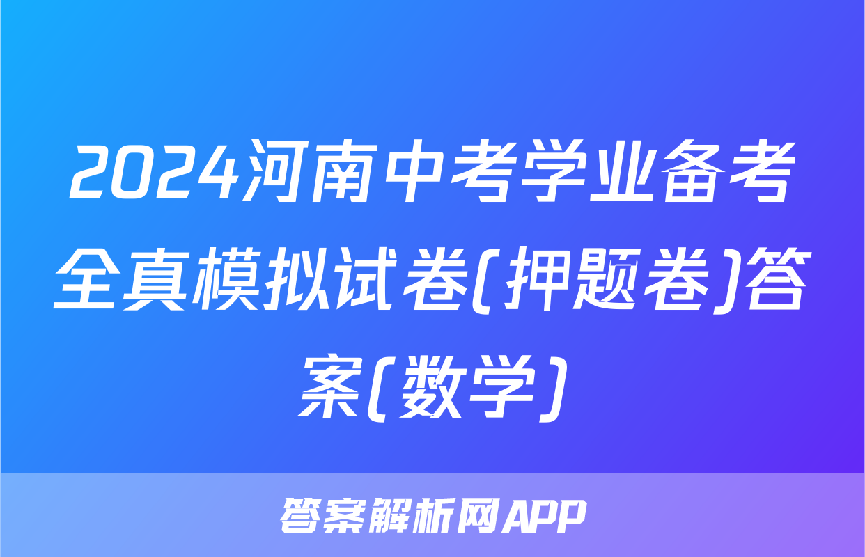 2024河南中考学业备考全真模拟试卷(押题卷)答案(数学)