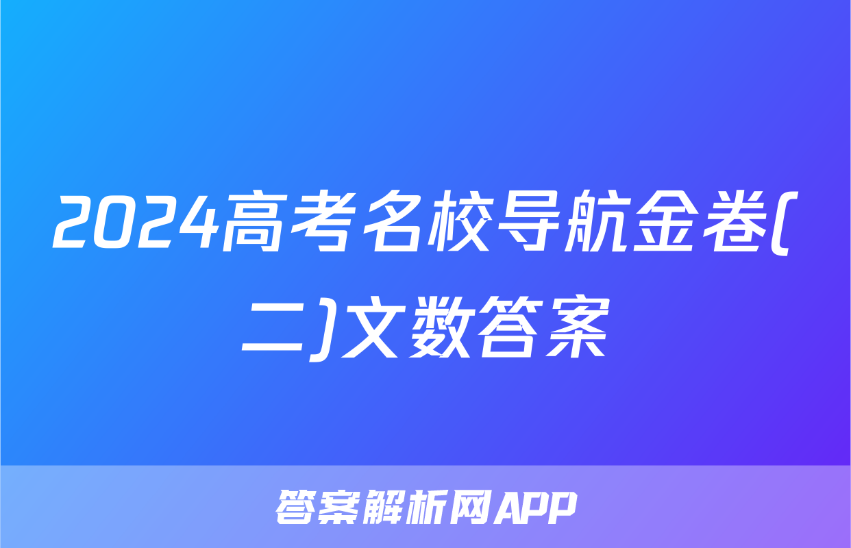2024高考名校导航金卷(二)文数答案