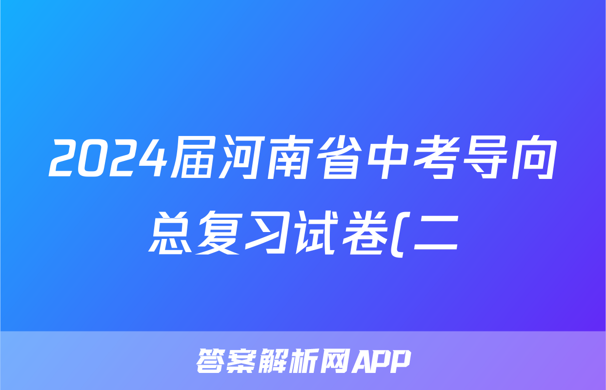 2024届河南省中考导向总复习试卷(二)物理试题试卷答案答案