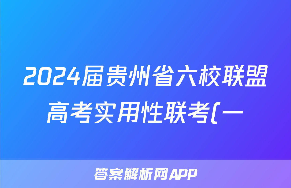 2024届贵州省六校联盟高考实用性联考(一)化学