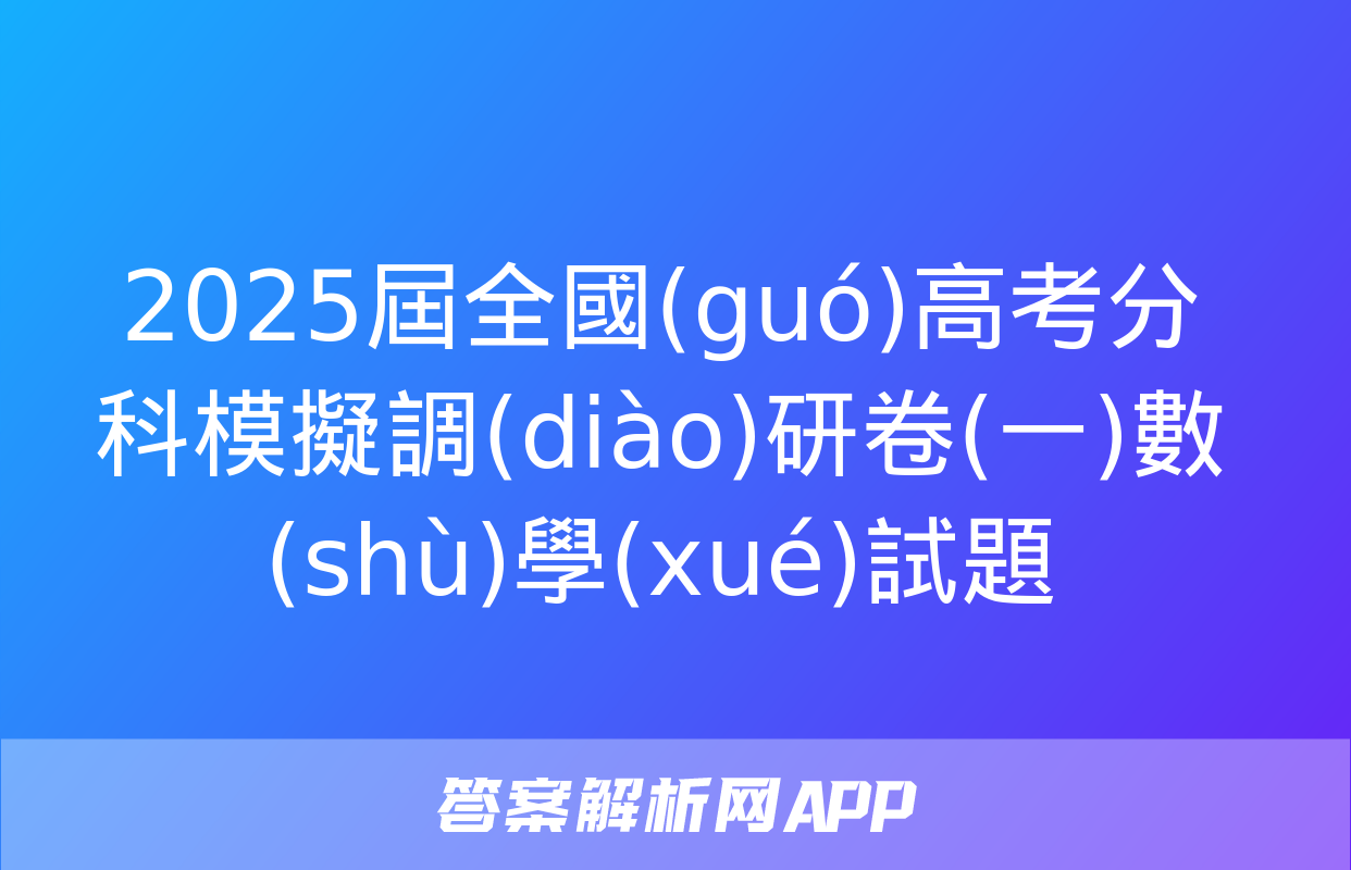 2025屆全國(guó)高考分科模擬調(diào)研卷(一)數(shù)學(xué)試題