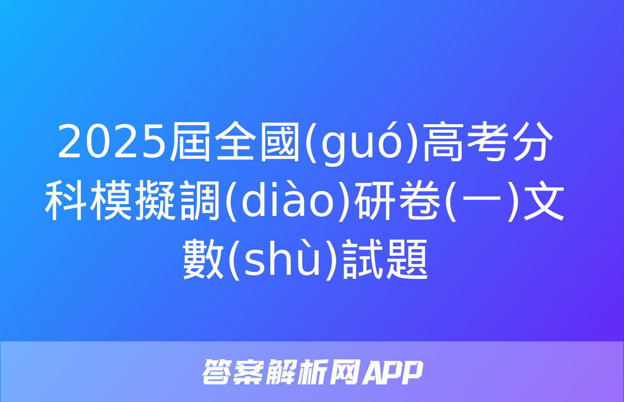 2025屆全國(guó)高考分科模擬調(diào)研卷(一)文數(shù)試題