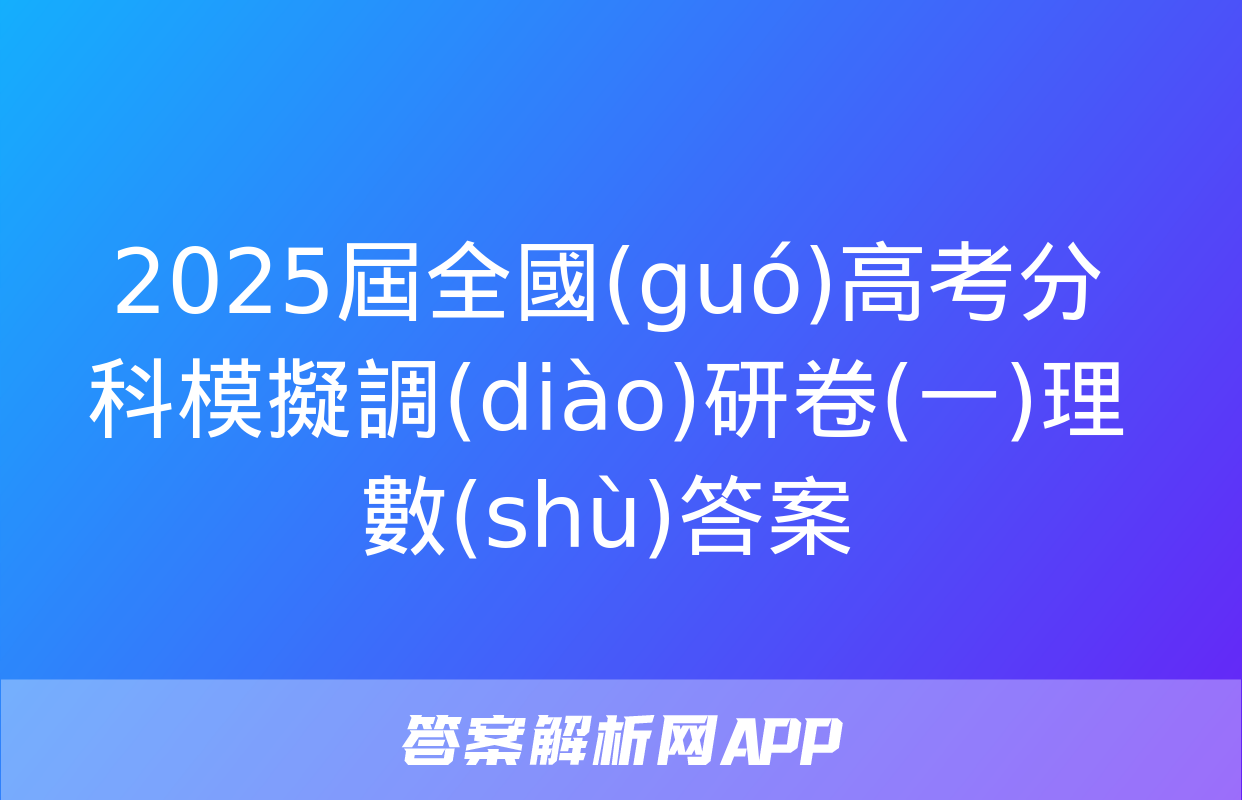 2025屆全國(guó)高考分科模擬調(diào)研卷(一)理數(shù)答案