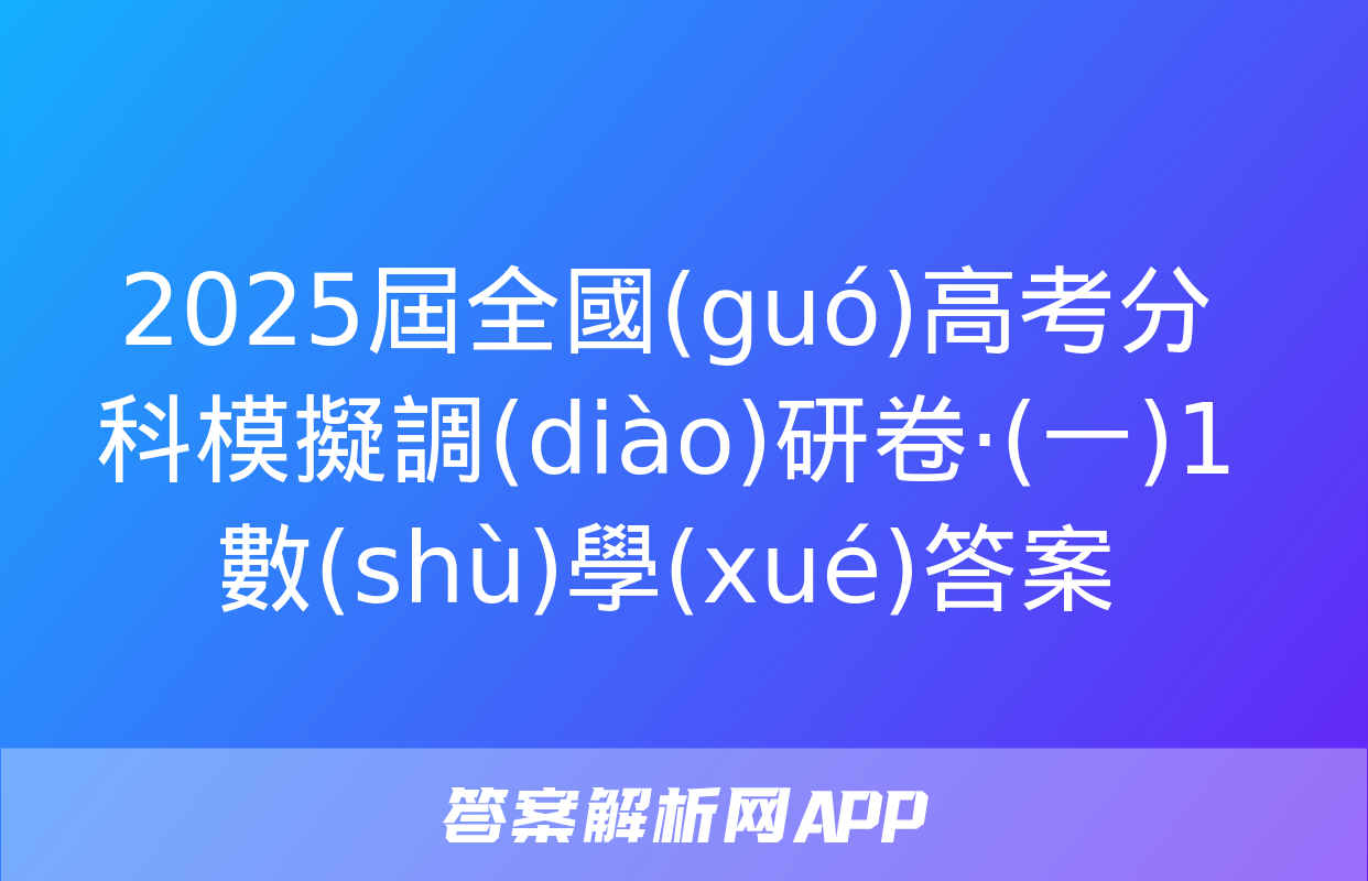 2025屆全國(guó)高考分科模擬調(diào)研卷·(一)1數(shù)學(xué)答案