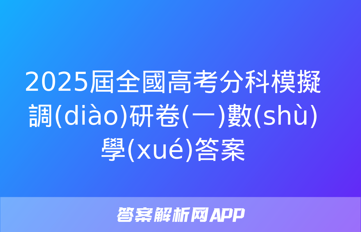 2025屆全國高考分科模擬調(diào)研卷(一)數(shù)學(xué)答案