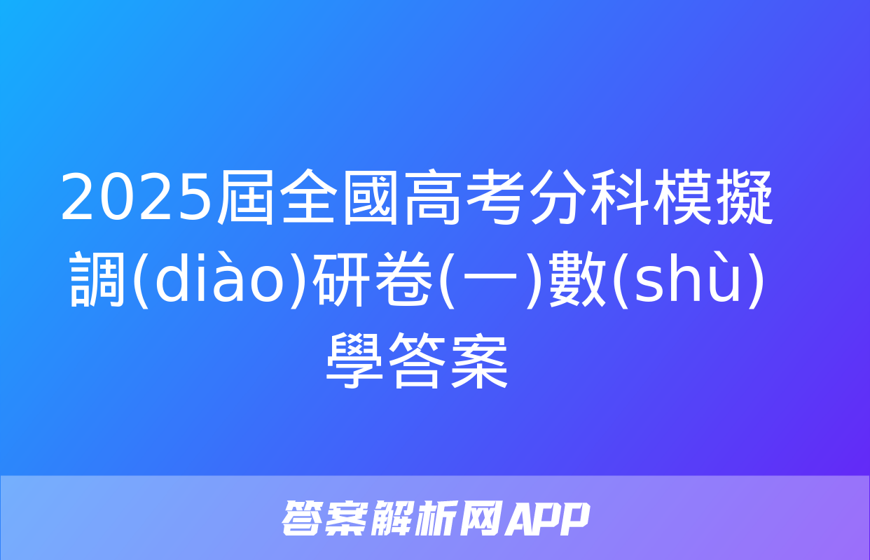 2025屆全國高考分科模擬調(diào)研卷(一)數(shù)學答案