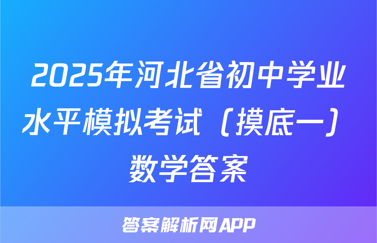2025年河北省初中学业水平模拟考试（摸底一）数学答案