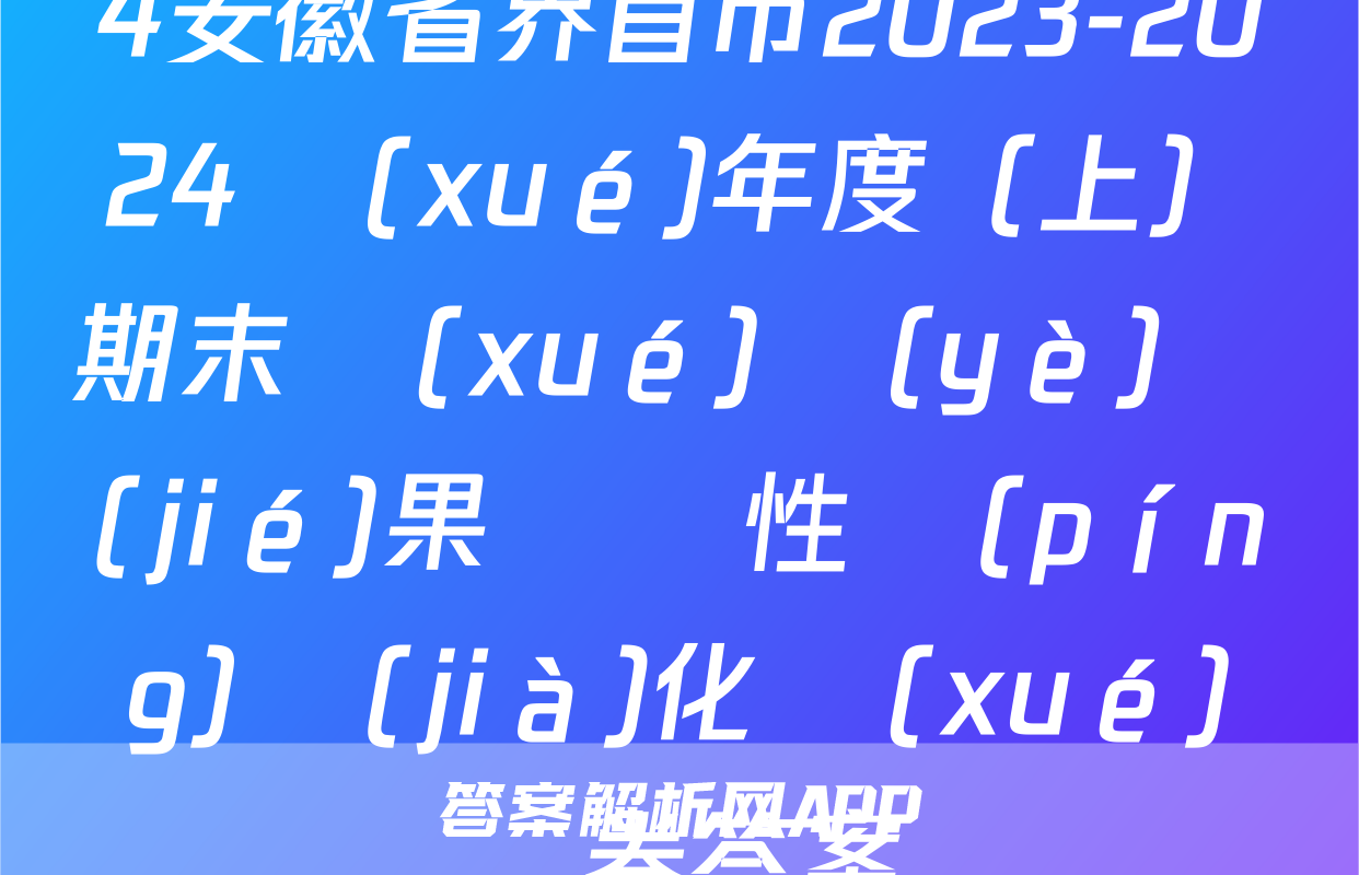 4安徽省界首市2023-2024學(xué)年度（上）期末學(xué)業(yè)結(jié)果診斷性評(píng)價(jià)化學(xué)試卷答案