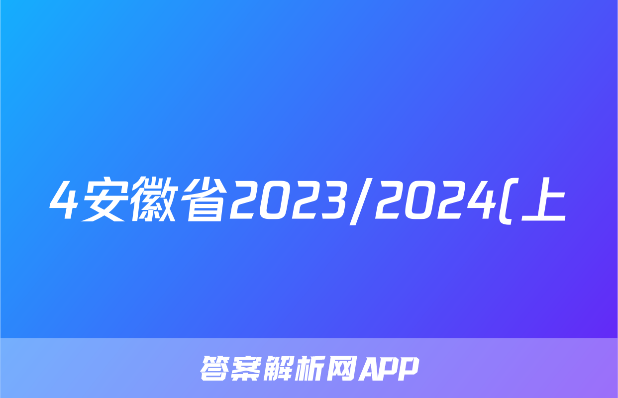 4安徽省2023/2024(上)九年级期末检测试卷化学试卷答案