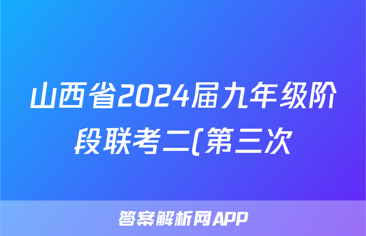山西省2024届九年级阶段联考二(第三次)语文x试卷