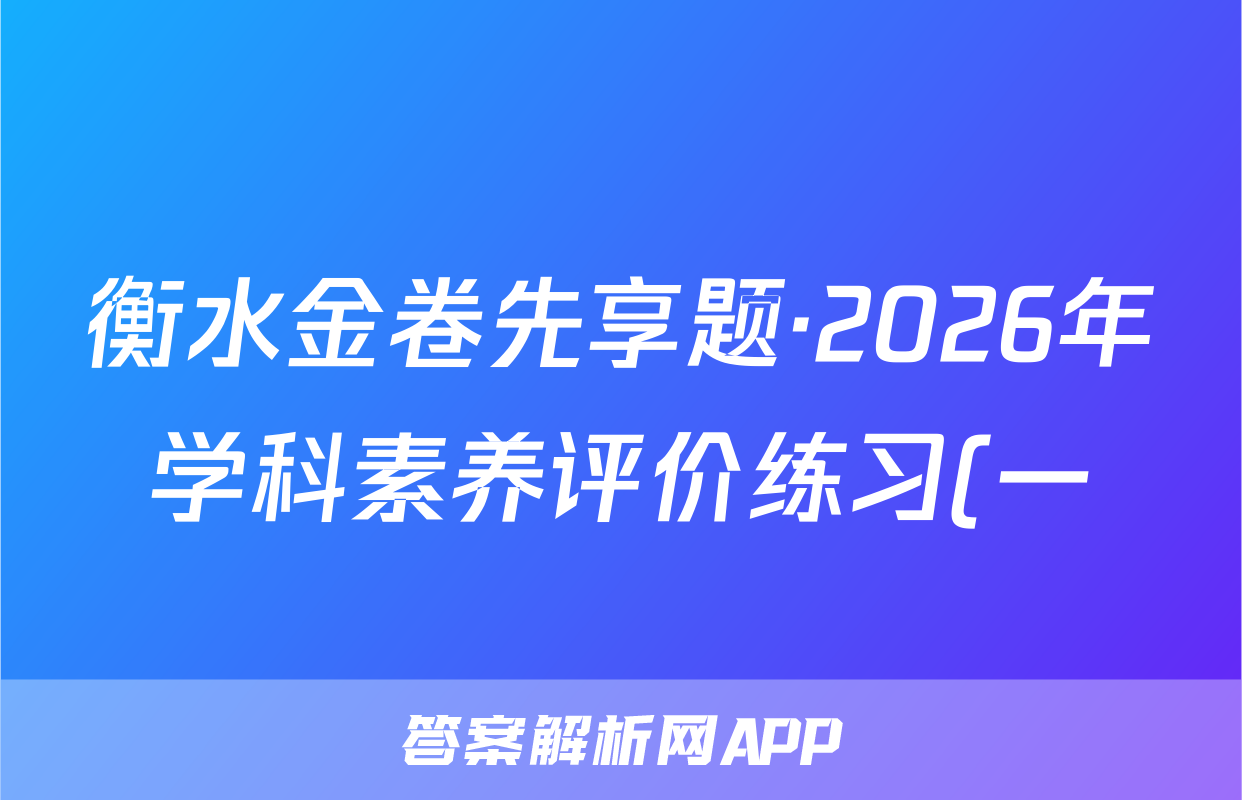 衡水金卷先享题·2026年学科素养评价练习(一)文数试题