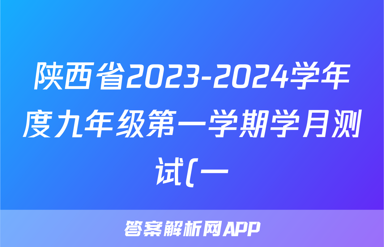 陕西省2023-2024学年度九年级第一学期学月测试(一)1x物理试卷答案