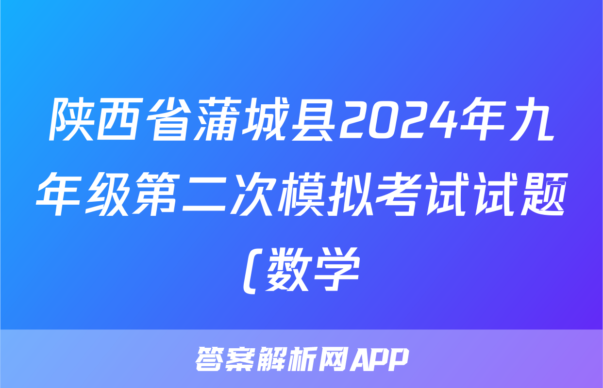 陕西省蒲城县2024年九年级第二次模拟考试试题(数学)